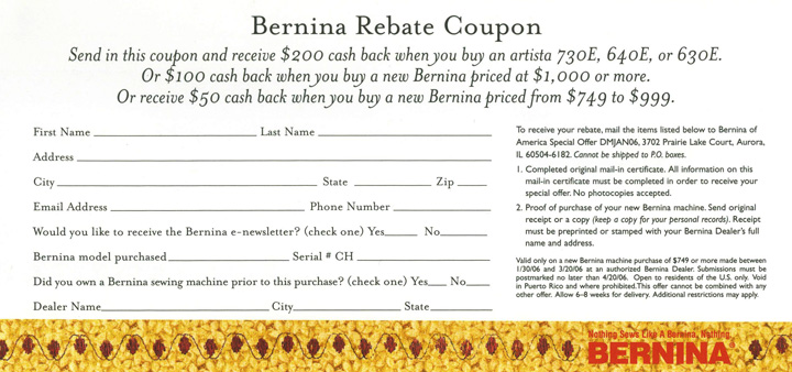 Bernina Direct Response Letter